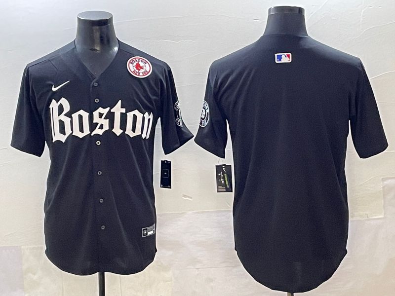 Men 2025 Boston Red Sox Blank Black Five generations Joint Name Nike MLB Jersey style 3->boston red sox->MLB Jersey